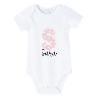 Body Bebe personalizado Inicial Rosa