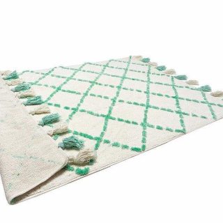 Alfombra Infantil Algodón 100% Lavable Tanger Aratextil Blanco/Menta
