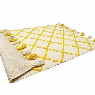 Alfombra Infantil Algodón 100% Lavable Tanger Aratextil Blanco/Amarillo