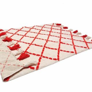 Alfombra Infantil Algodón 100% Lavable Tanger Aratextil Blanco/Naranja