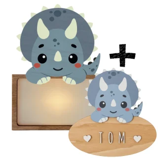 Lampara + Placa puerta personalizadas Triceratops