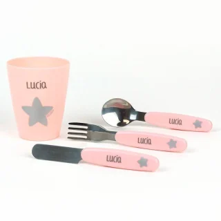 Vajilla Bebé Personalizada Mi Pipo Rosa
