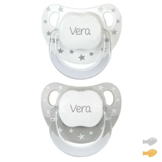 Chupetes Personalizados 2 uds. Bebé Baby Chic Gris Mi Pipo