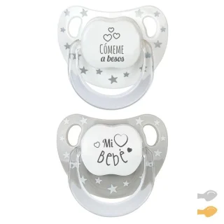 Chupetes con frase 2 uds. Divertidos Gris Mi Pipo