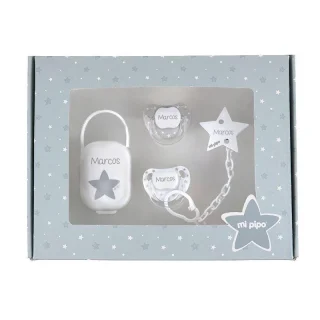 Caja Regalo Bebé Personalizada Imprescindibles Gris Mi Pipo