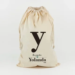 Saco Guarda Juguetes Personalizado Mi Pipo Inicial Negro