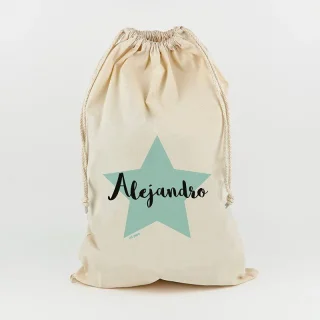 Saco Guarda Juguetes Personalizado Mi Pipo Estrella Menta