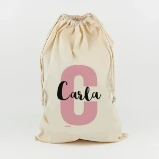 Saco Guarda Juguetes Personalizado Mi Pipo Inicial Rosa