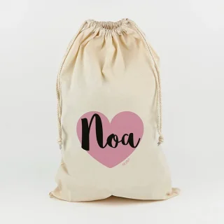 Saco Guarda Juguetes Personalizado Mi Pipo Corazón Rosa