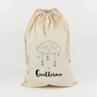 Saco Guarda Juguetes Personalizado Mi Pipo Nube Azul