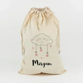 Saco Guarda Juguetes Personalizado Mi Pipo Nube Rosa