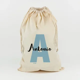Saco Guarda Juguetes Personalizado Mi Pipo Inicial Azul