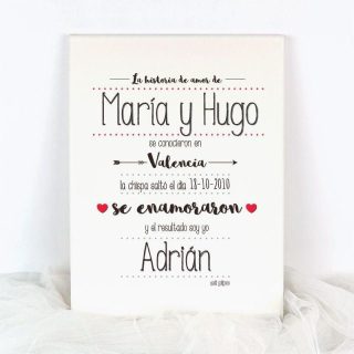 Lienzo San Valentín Personalizado Mi Pipo Historia de Amor