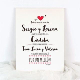 Lienzo San Valentín Personalizado Mi Pipo Historia de Amor Corazón