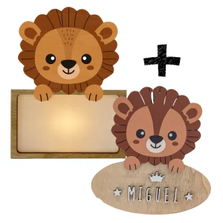 Lampara + Placa puerta personalizadas Leon