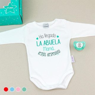 Caja Regalo Bebé Body con Chupete Ha llegado la Abuela Mi Pipo