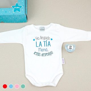 Caja Regalo Bebé Body con Chupete Ha llegado la Tía Mi Pipo