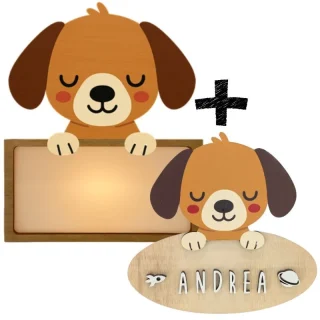 Lampara + Placa puerta personalizadas Perro