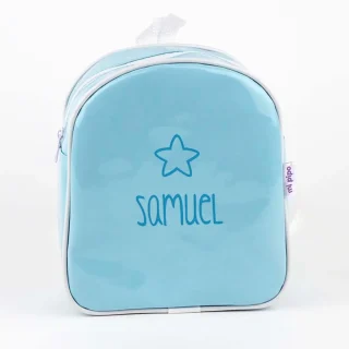 Mochila Personalizada Charol Azul Estrella Mi Pipo