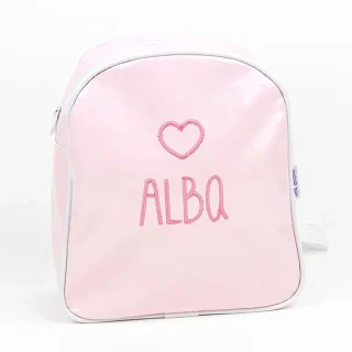 Mochila Personalizada Charol Rosa Corazón Mi Pipo