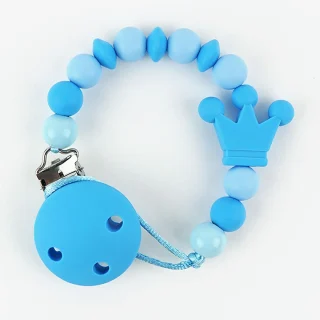 Chupetero Cadenita Silicona Mi Pipo Corona Azul