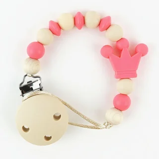 Chupetero Cadenita Silicona Mi Pipo Corona Coral