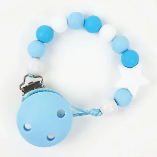 Chupetero Cadenita Silicona Mi Pipo Estrella Azul