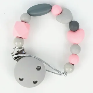 Chupetero Cadenita Silicona Mi Pipo Pandora Rosa