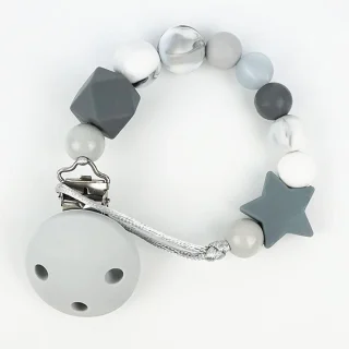 Chupetero Silicona Cadenita Mi Pipo Dora Gris