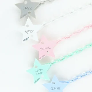 Broche Chupetero Personalizado Pinza Cadenita Estrella Mi Pipo
