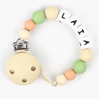 Chupetero Silicona Cadenita Personalizada Beige