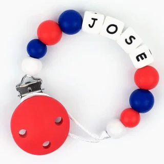 Chupetero Silicona Cadenita Personalizada Mi Pipo Rojo