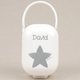 Caja Portachupetes Estrella Gris Mi Pipo