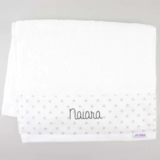 Toalla Personalizada Mi Pipo Estrellas Gris
