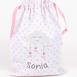 Bolsa Tela Niños Personalizada Saquito Mi Pipo Nube