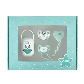 Caja Regalo Bebé Imprescindibles Panda Menta Mi Pipo
