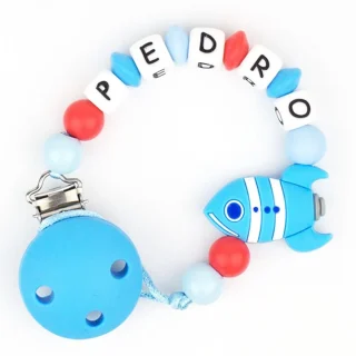 Chupetero Silicona Cadenita Personalizada Cohete