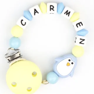 Chupetero Silicona Cadenita Personalizada Mi Pipo Pingüino