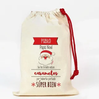 Bolsa para Chuches Tela Personalizado Mi Pipo Papa Noel
