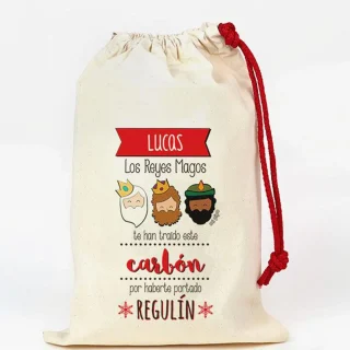 Bolsa para Chuches Tela Personalizado Mi Pipo Reyes Magos Carbón