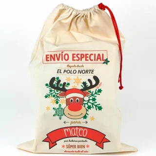 Saco Guarda Juguetes Personalizado Mi Pipo Navidad Reno