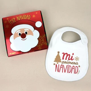 Babero Bebé caja Regalo Mi Pipo Mi Primera Navidad