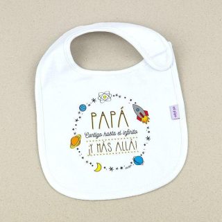 Babero Bebé Divertido Papá contigo Hasta el Infinito Mi Pipo