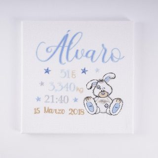 Cuadro Datos Nacimiento Bebé Personalizado Nanetes Conejito