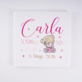Cuadro Datos Nacimiento Bebé Personalizado Nanetes Osito Tostado