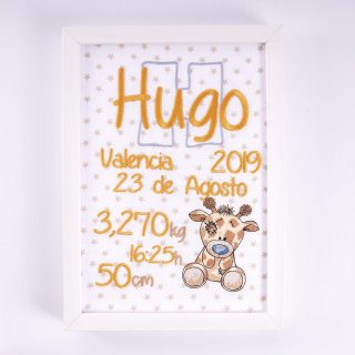 Cuadro Nacimiento Personalizado Bebé Nanetes Colección Jirafa