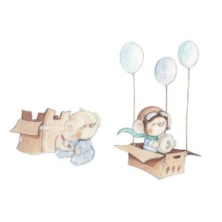 Vinilo Infantil Jugar con Caja Sueños Cigüeña