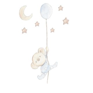 Vinilo Infantil Globo Osito Niño Sueños Cigüeña