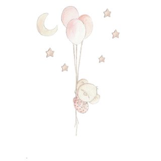 Vinilo Infantil Globo Osito Niña Sueños Cigüeña