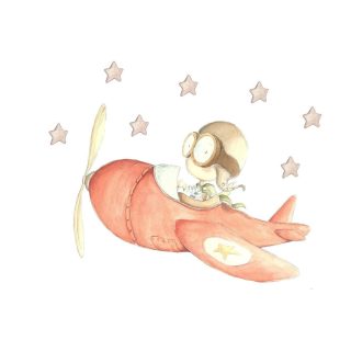 Vinilo Infantil Avión Veloz Sueños Cigüeña